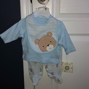 Baby Boy 3 piece set - light blue with teddy bears